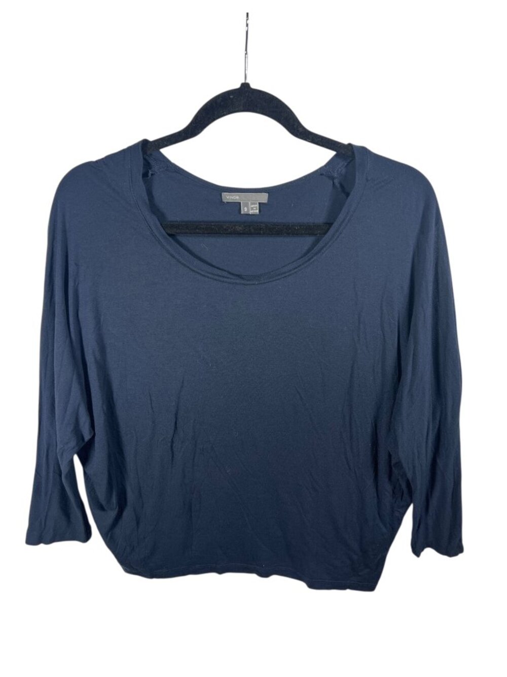 Vince Top Womens Small Boxy 3/4 Sleeve Stretch Casual Capsule Minimalist